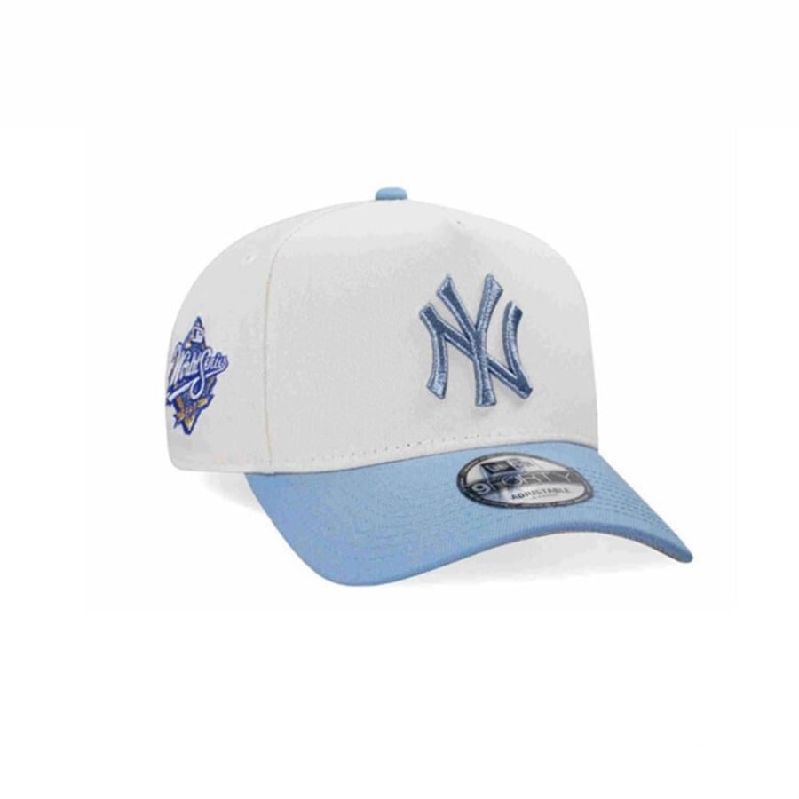 New Era cap, white fabric - sky blue
