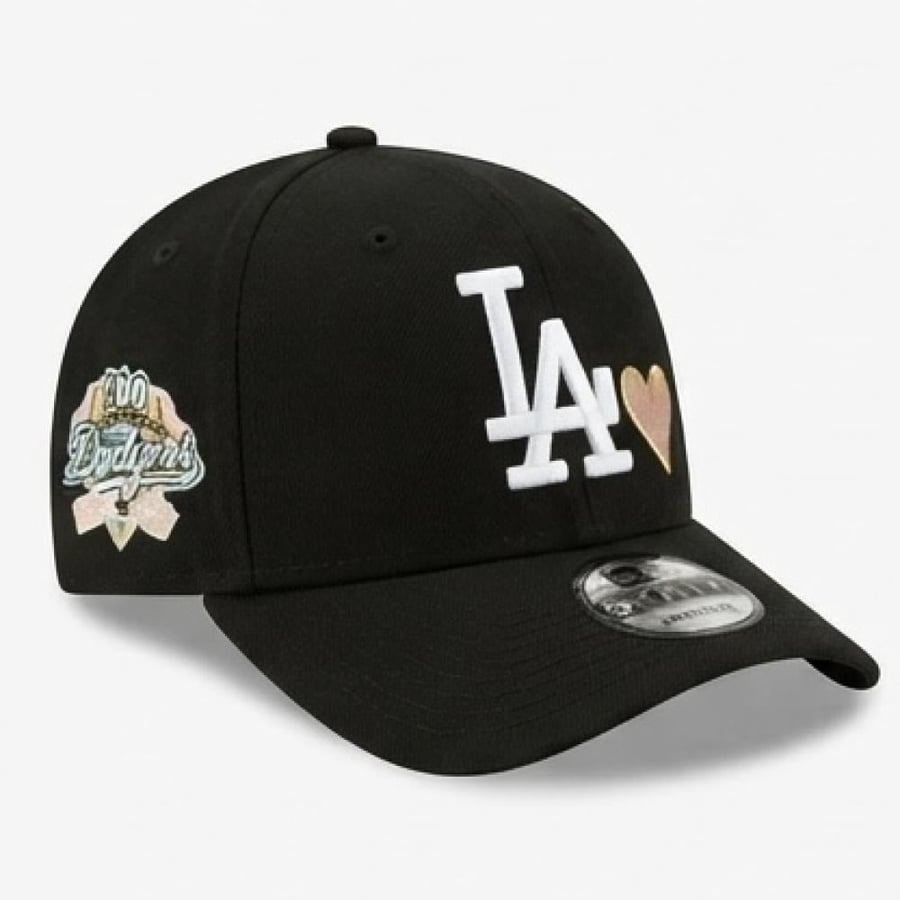 كاب LA دودجرز الذكرى المئوية (الأسود - شعار القلب): LA Dodgers 100 Heart Black