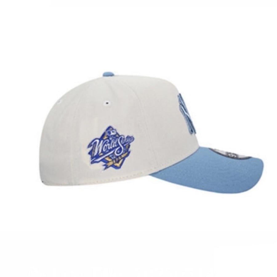 New Era cap, white fabric - sky blue