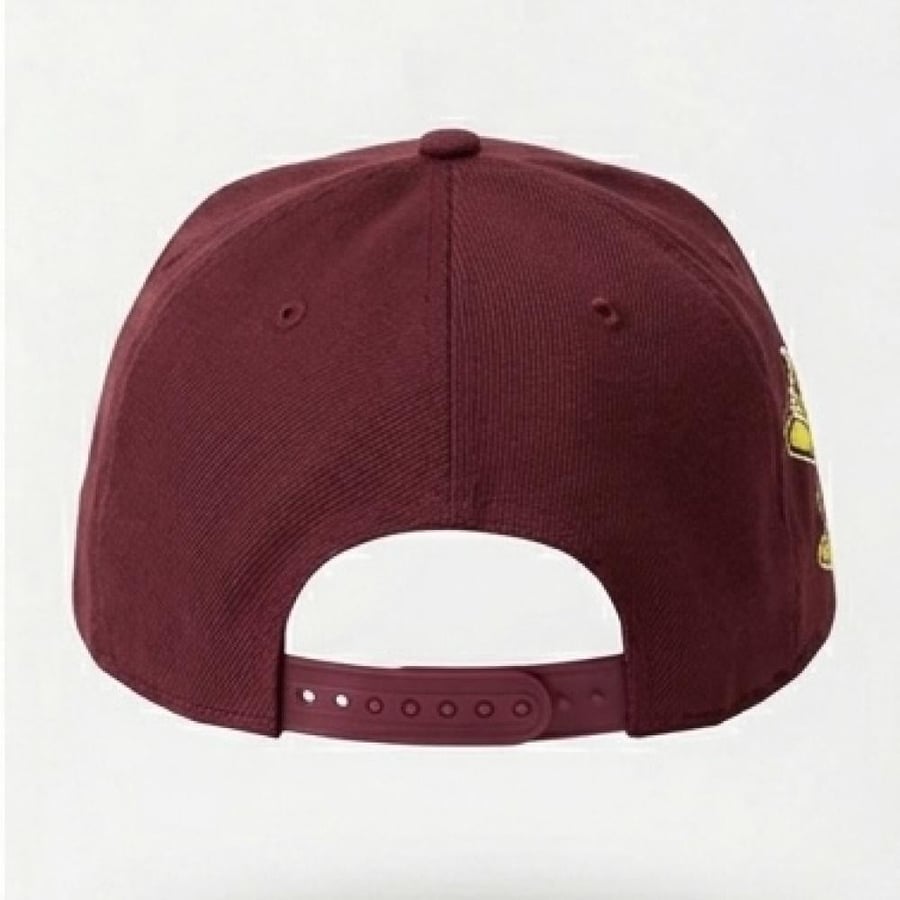 New Era cap, burgundy with burgundy embroidery - yellow