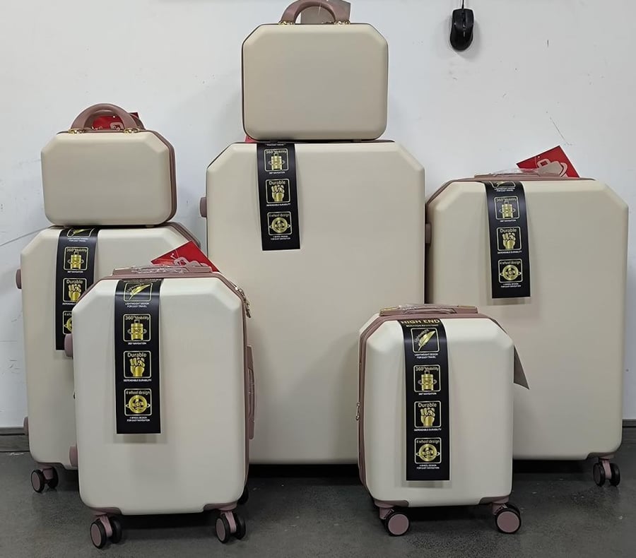 شنط فايبر بحزام جلد طقم  7 قطع
