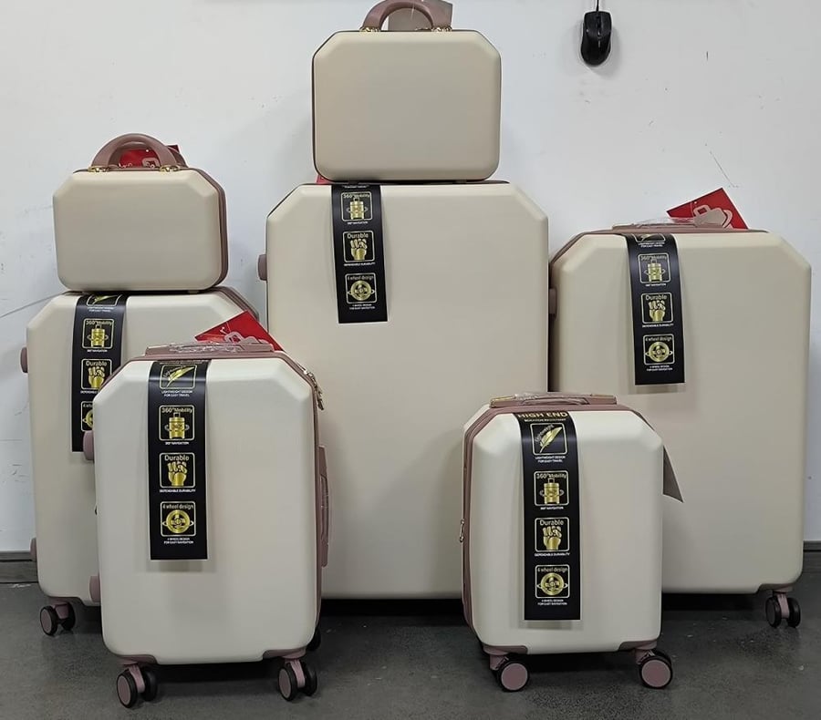 شنط فايبر بحزام جلد طقم  7 قطع