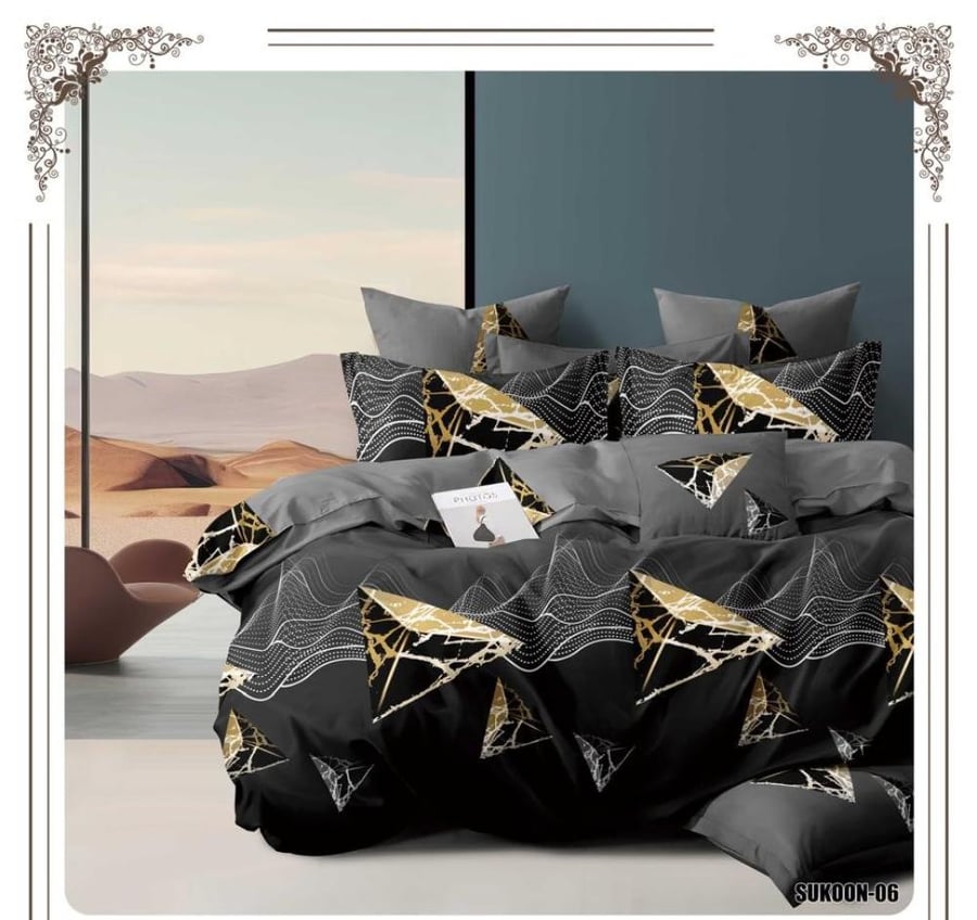 شرشف ساده ومشجر مايكرو فيبر ناعم النفرين 3 قطع