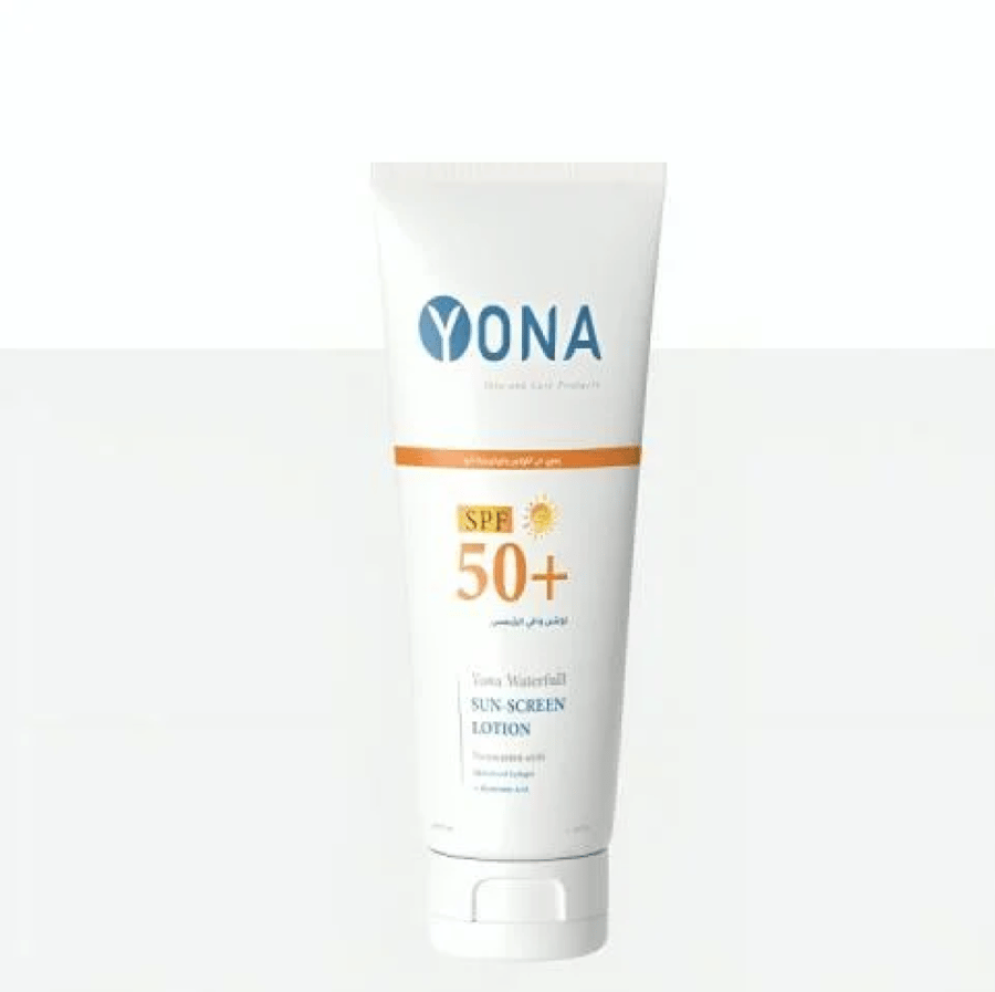 كريم واقي الشمس فائق الحماية SPF50 مع إضافة الترطيب والفيتامينات يضيف لمعان ولا يترك طبقة بيضاء على البشرة 200ML | YONA