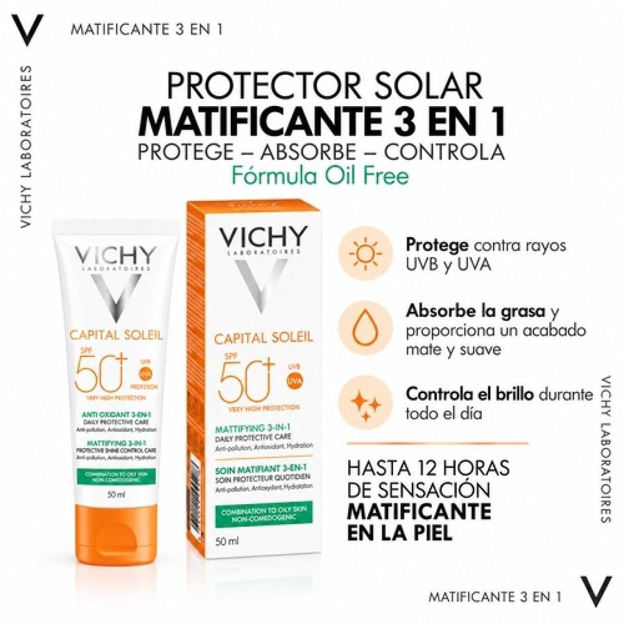 فيشي كابيتال سولاي واقي شمس مطفي 3 في 1 SPF50+ - 50 مل