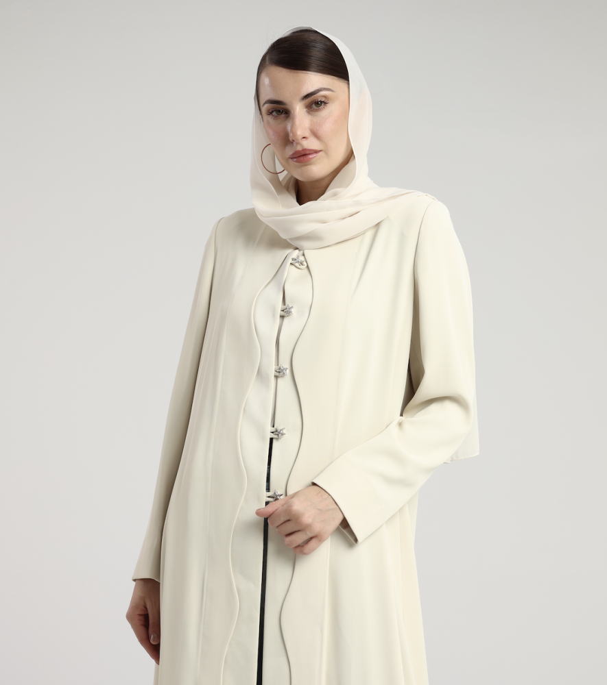 AB0128- عباية بليزر كريب مموج كريب مع تفتة
