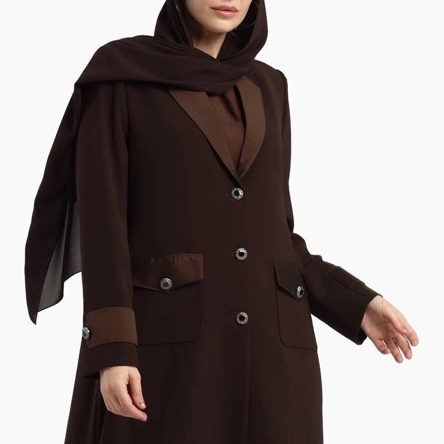 AB0130 - عباية بليزر ياقة تفتة