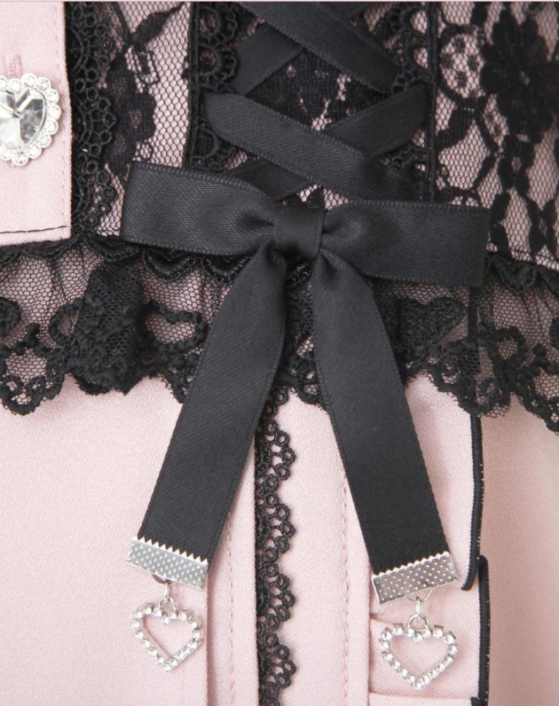 [حجز - قادمة خلال 4 اسابيع] بلوزة الدانتيل والفيونكات | Lace-up Ribbon Frill Top
