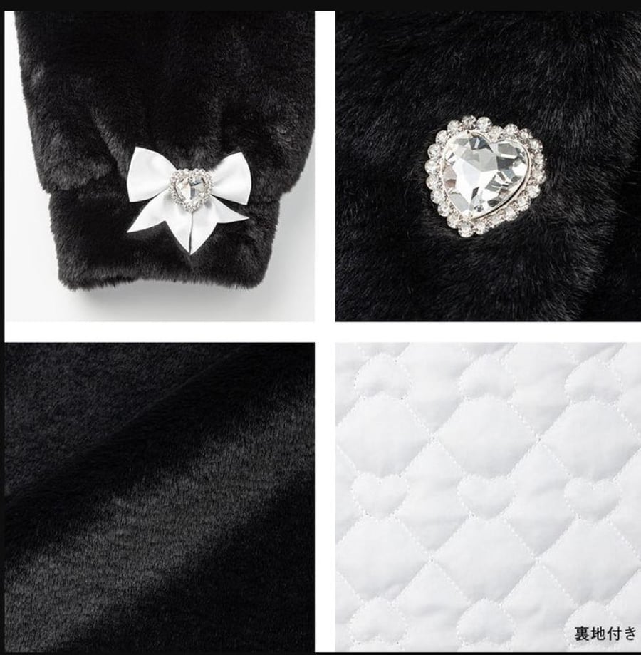 [حجز - قادمة خلال 4 اسابيع]معطف فرو جيراي كي بياقة بحارة واربطه خلفية | Jirai Kei Back Lace-Up Bejeweled Sailor Fur Coat