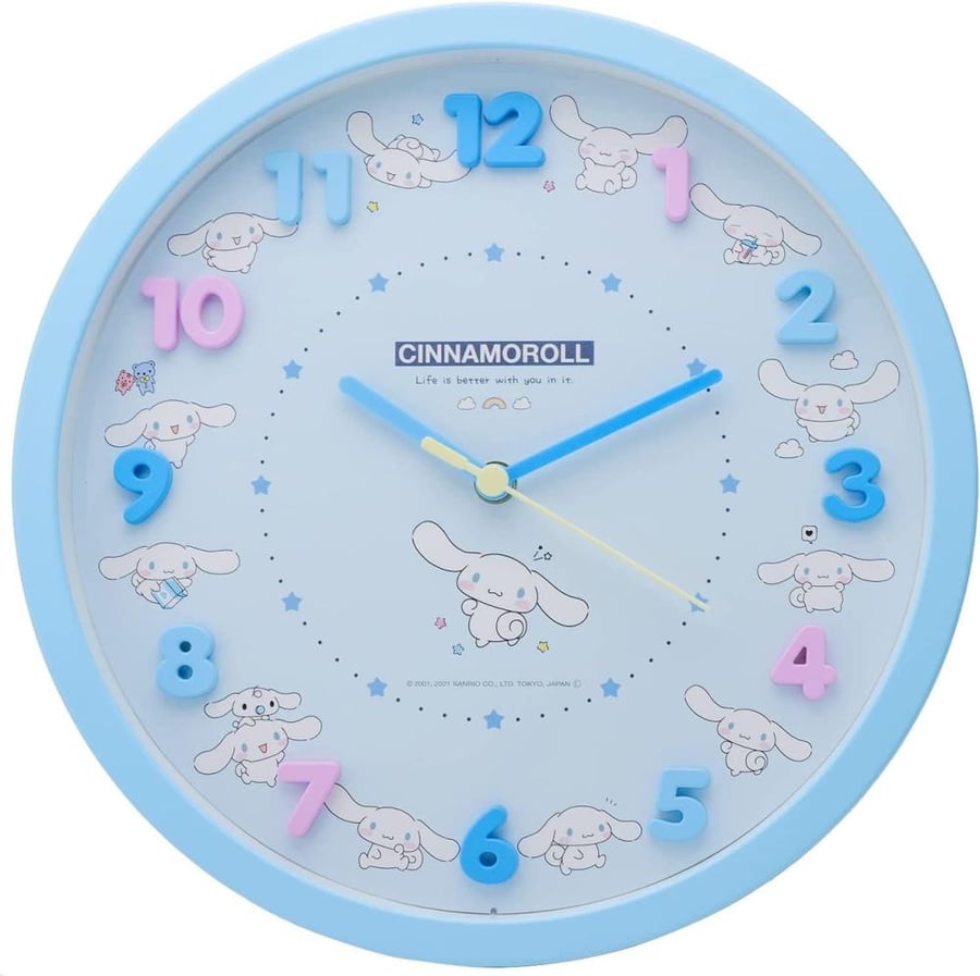 [ شحن فوري ] ساعة جدار سينامورول | T's Factory Sanrio Cinnamon Roll Wall Clock Blue