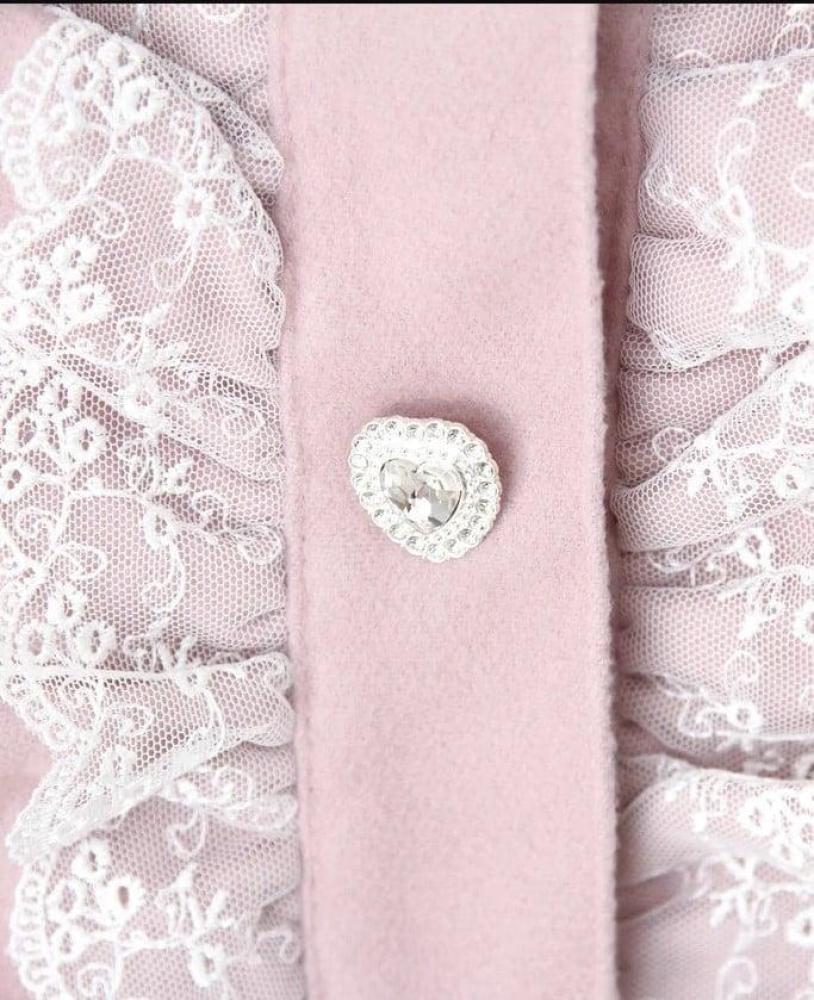 [حجز - قادمة خلال 4 اسابيع] معطف جيراي كي بقصة A-Line وفيونكة | Jirai Kei Round Collar Yoke Ribbon Frill Coat