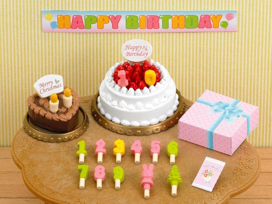 [حجز]  مجموعة زينة كعكة عيد الميلاد من سيلفانيان فاميليز  | Epoch Sylvanian Families Family Doll "Birthday Cake Set Ka-416