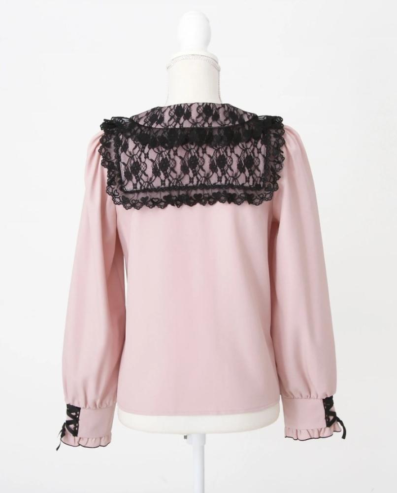[حجز - قادمة خلال 4 اسابيع] بلوزة الدانتيل والفيونكات | Lace-up Ribbon Frill Top
