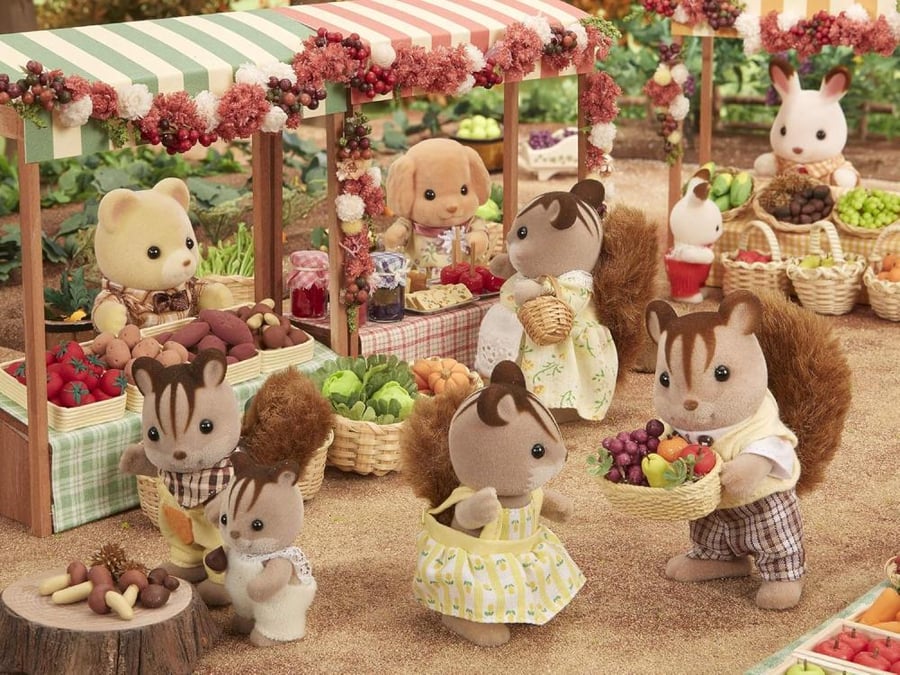 [ شحن فوري ] عائلة السنجاب الجوزي من سيلفانيان فاميليز | Epoch Sylvanian Families Family Doll "Fs-17 Family of Walnut Squirrel"