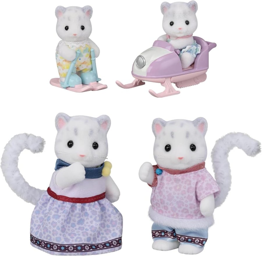 [حجز-يصل خلال شهر  ] عائلة النمر الثلجي – دمى سيلفانيان فاميليز FS-55 | EPOCH Sylvanian Families FS-55 Snow Leopard Family Dolls