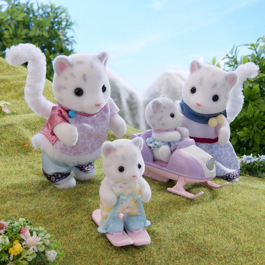 [حجز-يصل خلال شهر  ] عائلة النمر الثلجي – دمى سيلفانيان فاميليز FS-55 | EPOCH Sylvanian Families FS-55 Snow Leopard Family Dolls