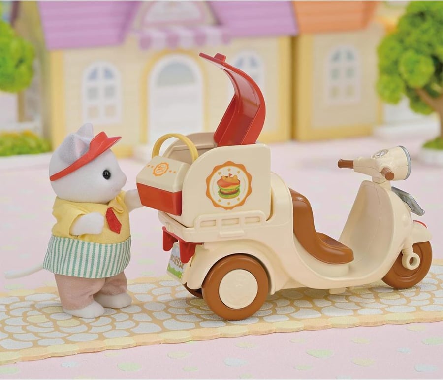 [ شحن فوري ] سيلفانين فاميليز عربة البرغر مع ماتيو القط الطباخ | Sylvanian Families Amusement Park Store Set 【 Just Made Hamburger Wagon 】