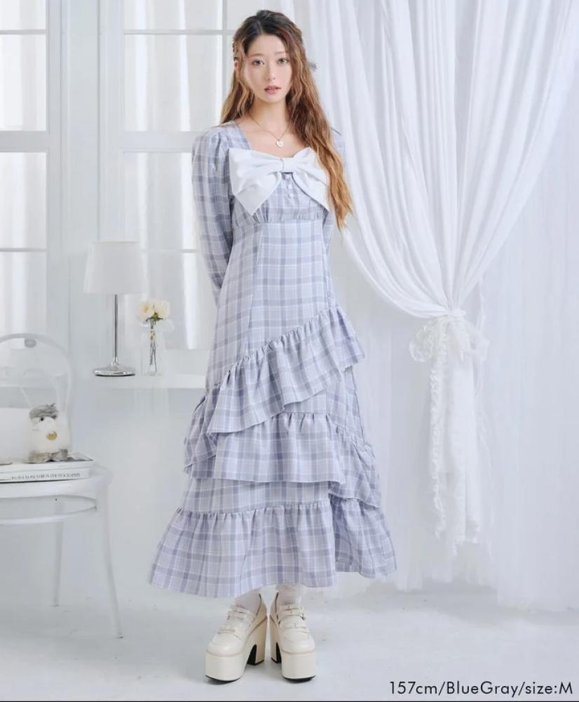 [حجز - قادمة خلال 4 اسابيع] فستان جيراي كي بفيونكة كبيرة | Jirai Kei Big Ribbon Asymmetrical Frill T-Shirt Dress