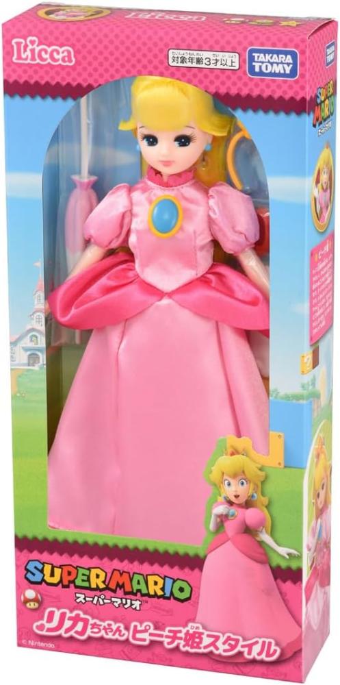 [ شحن فوري ] دمية ليكا تشان !  الاميرة بيتش- سوبر ماريو | Takara Tomy Licca-chan Doll Super Mario Licca-chan Princess Peach Style Changing Dress