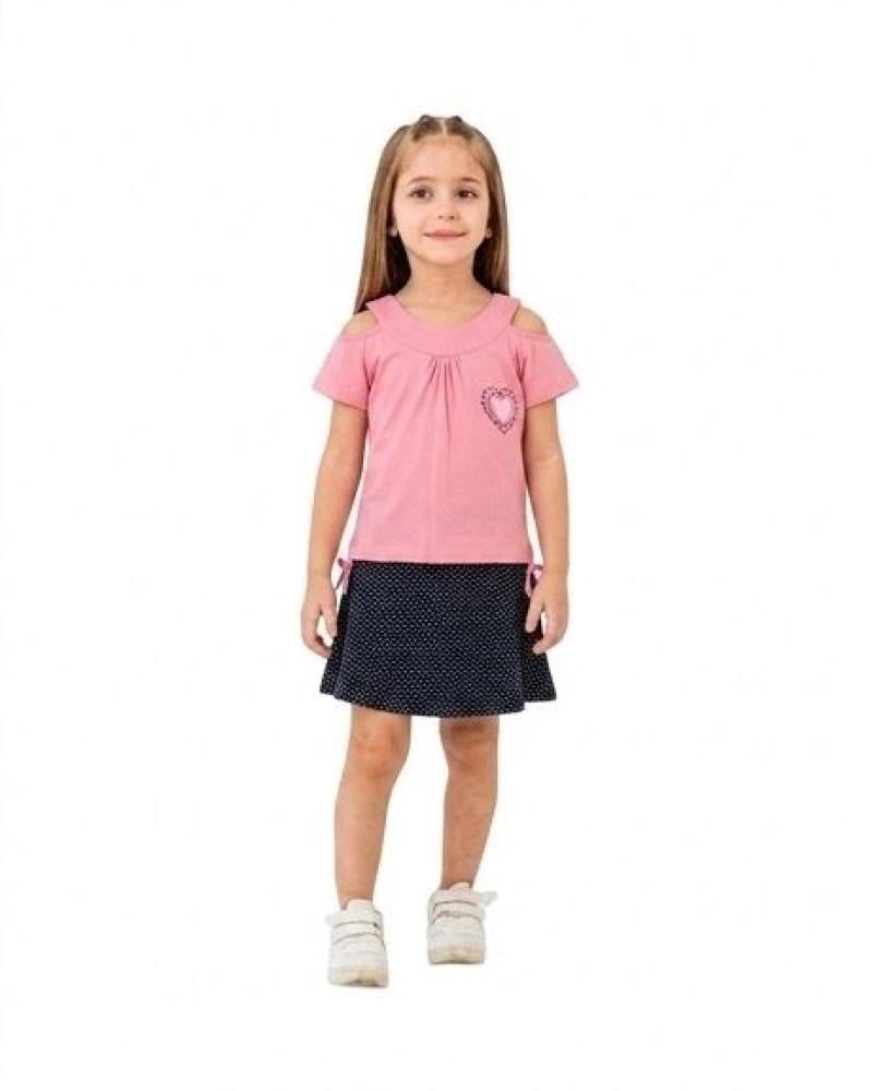 Girls' set: skirt with a blouse with shoulder cutouts and distinctive details for age 9 months to 24 months - Turkish manufacture
