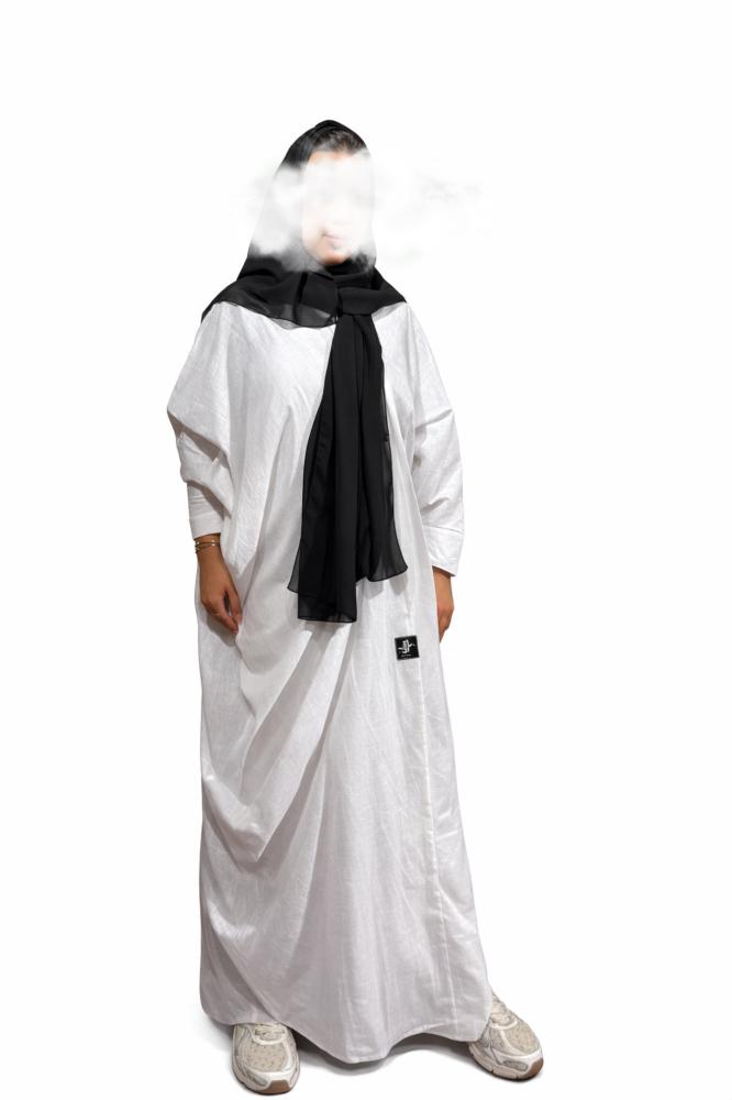 عباية الفيل لينن أبيض طبيعي 100%