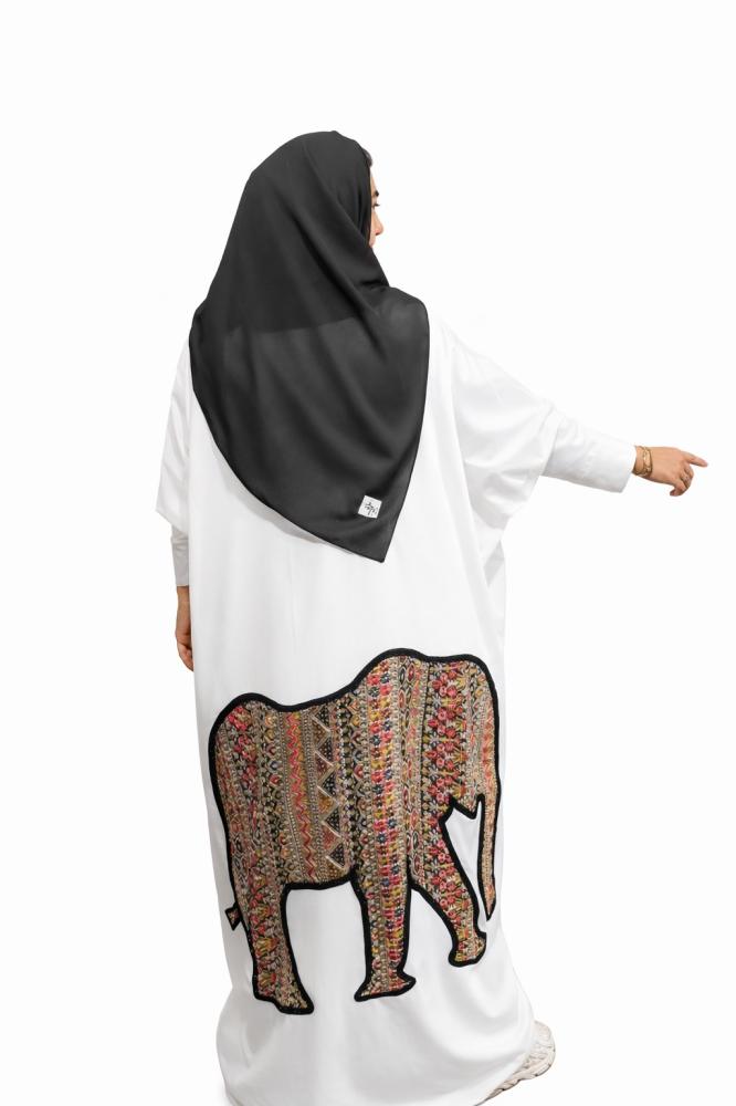 عباية الفيل لينن أبيض طبيعي 100%