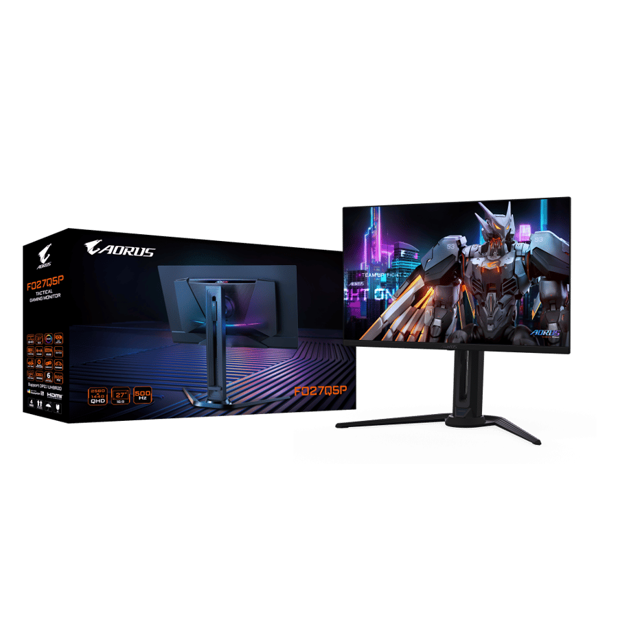 GIGABYTE Aorus FO27Q5P Gaming Monitor, 27" QD-OLED Display, QHD Resolution, 500Hz Refresh Rate, 0.03ms GTG Response Time, VESA DisplayHDR True Black 500, NVIDIA G-Sync, Black | FO27Q5P 2K