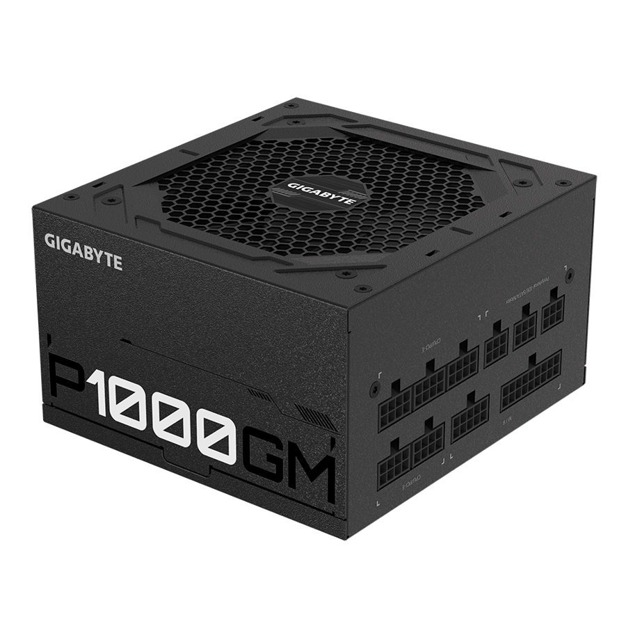 Gigabyte P1000GM Fully Modular ATX Power Supply, 80 Plus Gold Certified, 1000W, 120mm Smart Hydraulic Bearing Fan, Single +12V Rail, Main Japanese Capacitors, Black | GP-P1000GM
