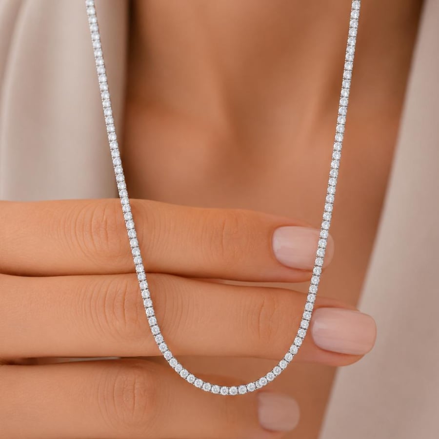 سلسال تنس فضه عيار 925 مرصع بالزركون
