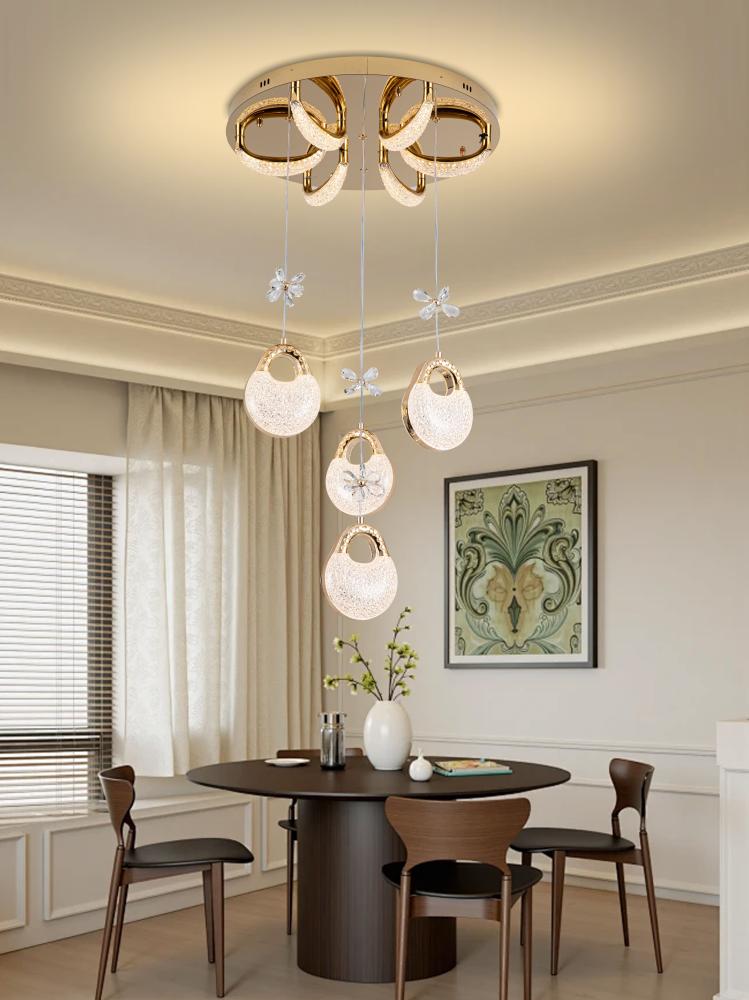 ثريا مودرن سقف إضاءة LED | لون ذهبي، طول قابل للتعديل حتى 100 سم | قطر 45 سم | 60 واط تضمنه لك Best Power سنتين - موديل 9719
