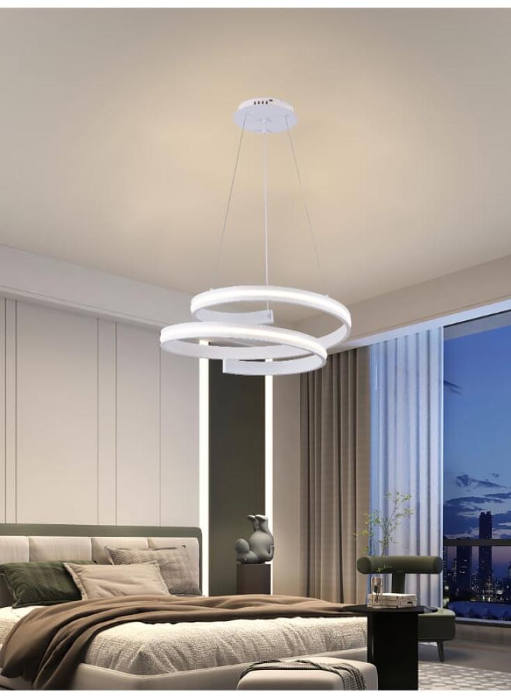 ثريا مودرن إضاءة LED حديثة - 3 مستويات إضاءة - طول قابل للتعديل حتى 90 سم - 144 واط - مصباح معلق أنيق لغرفة المعيشة أو الطعام أو النوم موديل 6219