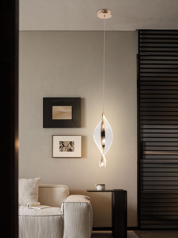 ثريا مودرن سقف إضاءة LED | لون ذهبي، طول قابل للتعديل حتى 110 سم | قطر 11 سم | 24 واط تضمنه لك Best Power سنتين - موديل 6336-1p