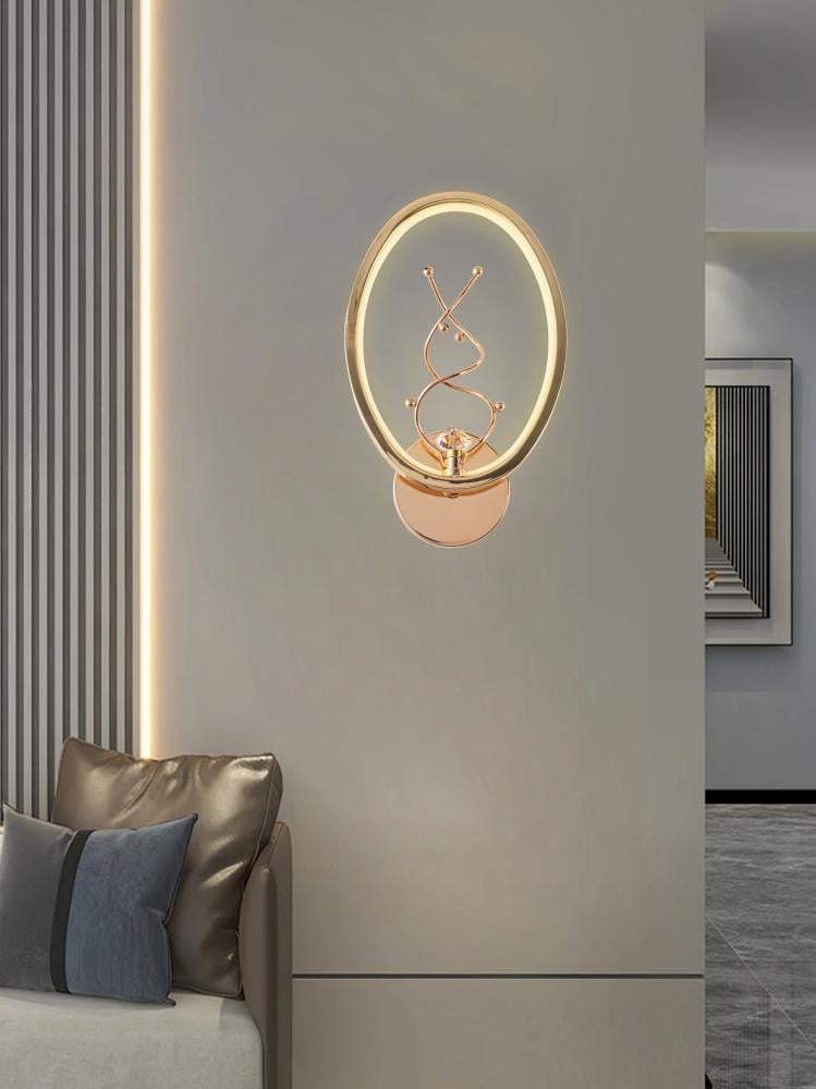 أبليك جداري مودرن ثلاث إضاءات، لون ذهبي، تصميم عصري، إضاءة LED، قدرة 24 واط، ارتفاع 25 سم، ضمان سنتين، مناسب لغرفة النوم وغرفة الجلوس والممرات موديل 9780