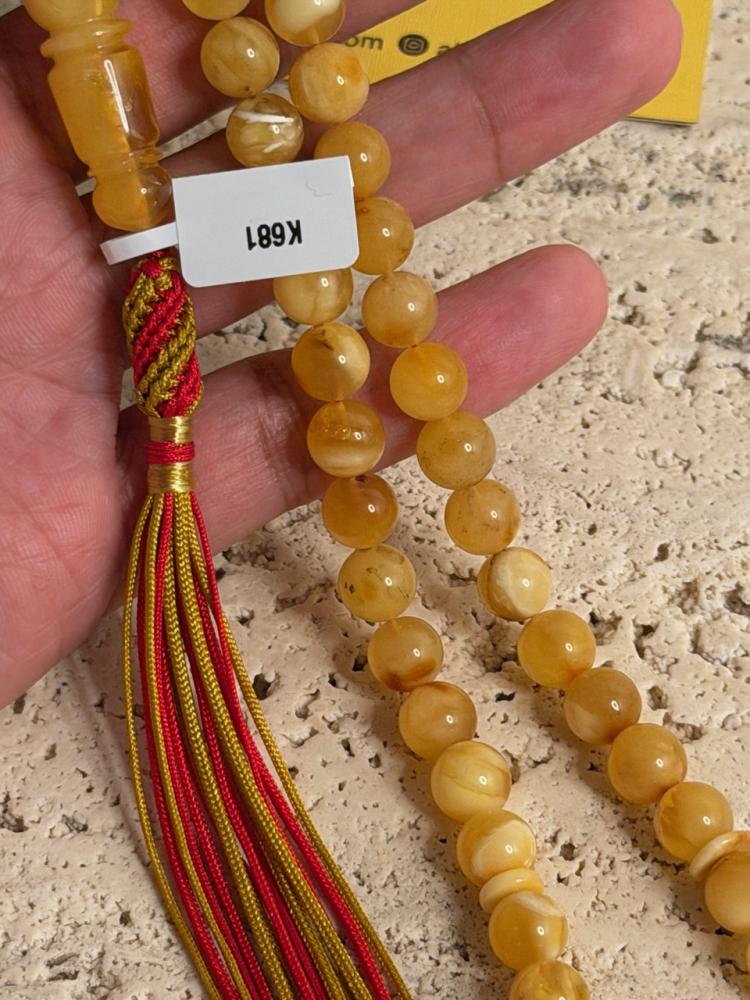 سبحه كهرمان حر شوائب طبيعية مع شكة تفاصل يدوي