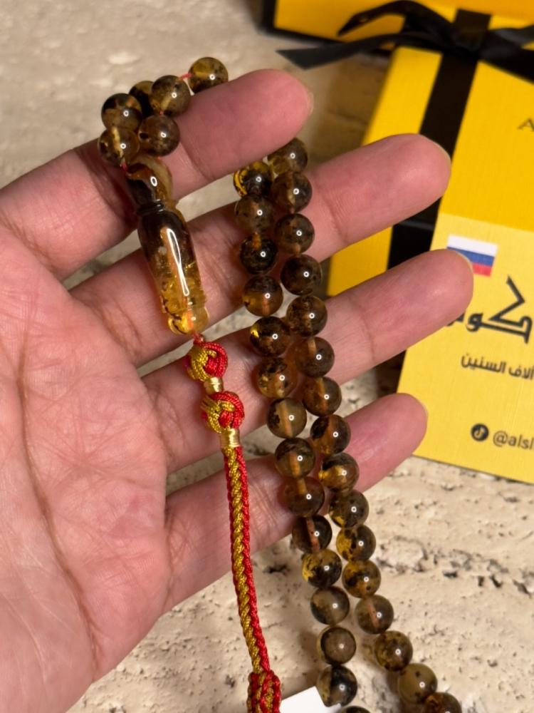 سبحه كهرمان حر شوائب طبيعية