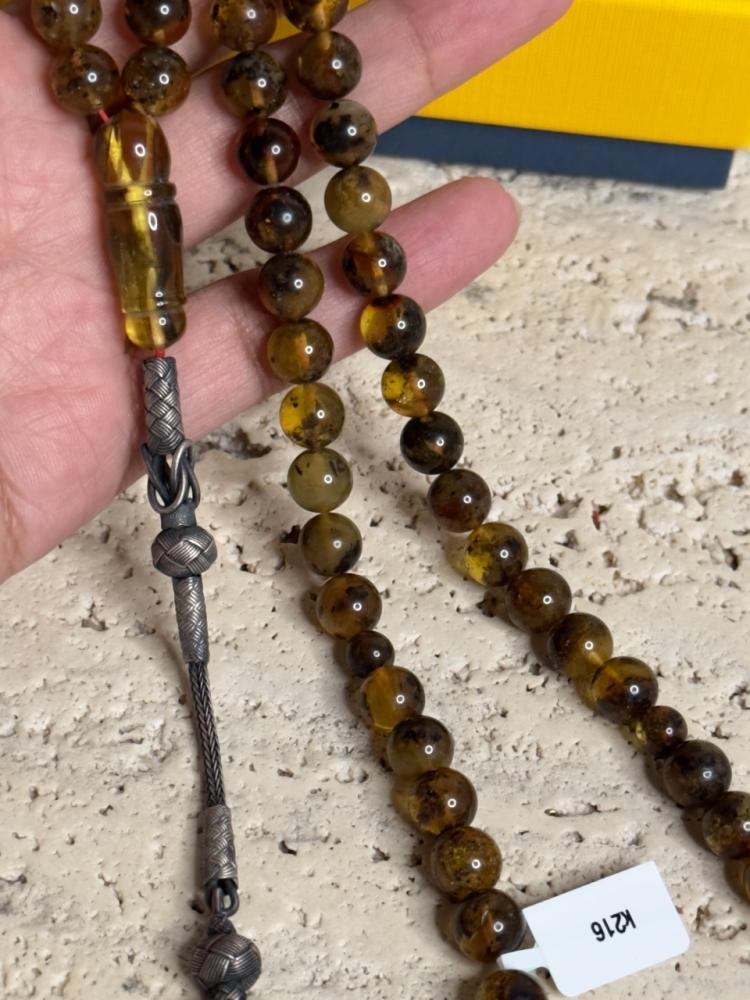 سبحه كهرمان حر شوائب طبيعية