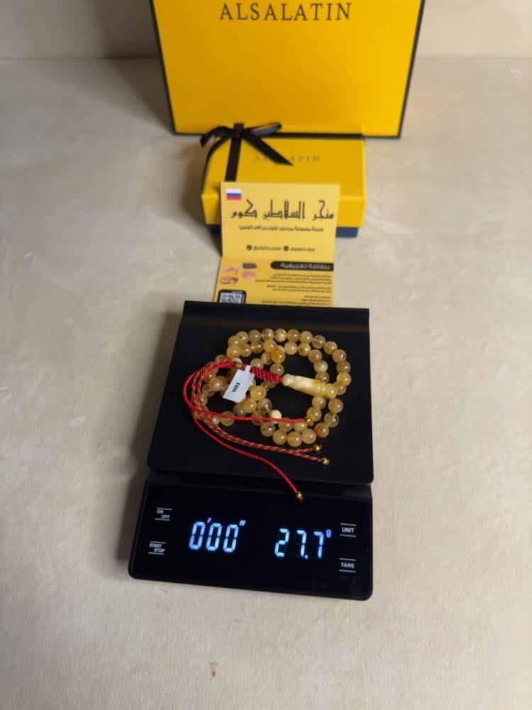 سبحه كهرمان حر شوائب طبيعية مع شكة تفاصل يدوي