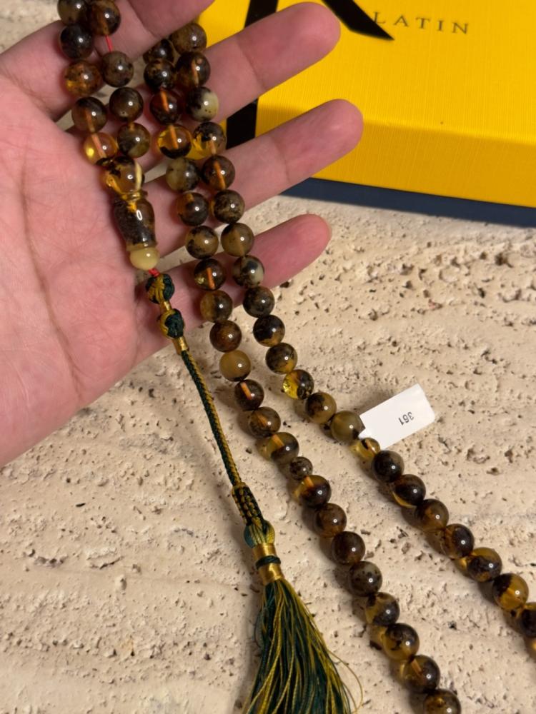 سبحه كهرمان حر شوائب طبيعية