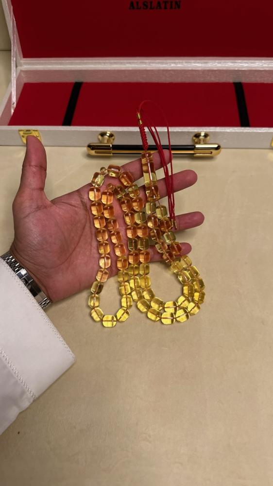 سبحه كهرمان شفاف تخريم سوبر  طبيعيه