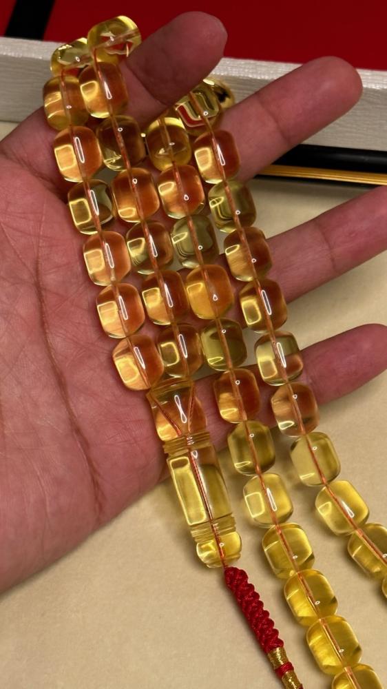 سبحه كهرمان شفاف تخريم سوبر  طبيعيه