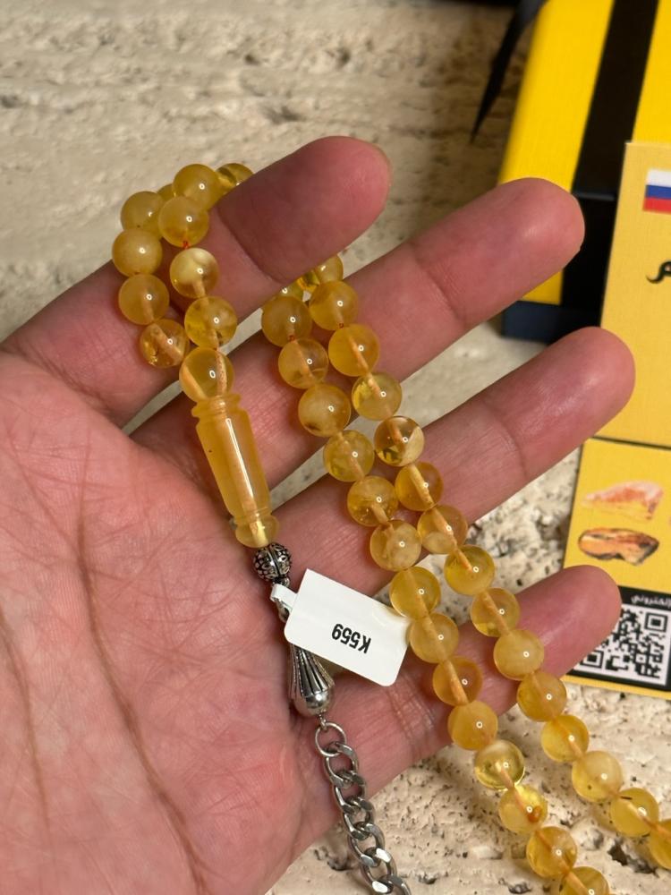 سبحه كهرمان حر شوائب طبيعية مع شكة استنلس استيل نفس المستخدم في الساعات الفاخرة