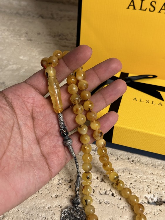 سبحه كهرمان حر شوائب طبيعية