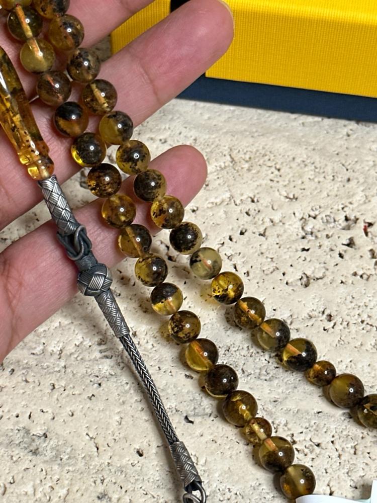 سبحه كهرمان حر شوائب طبيعية