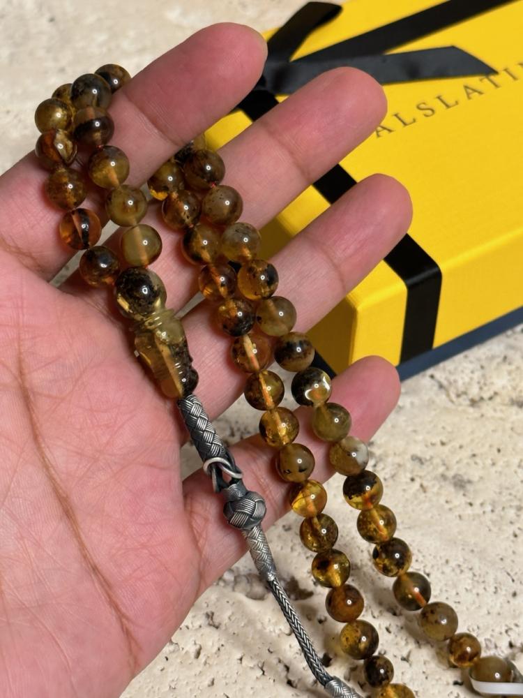سبحه كهرمان حر شوائب طبيعية
