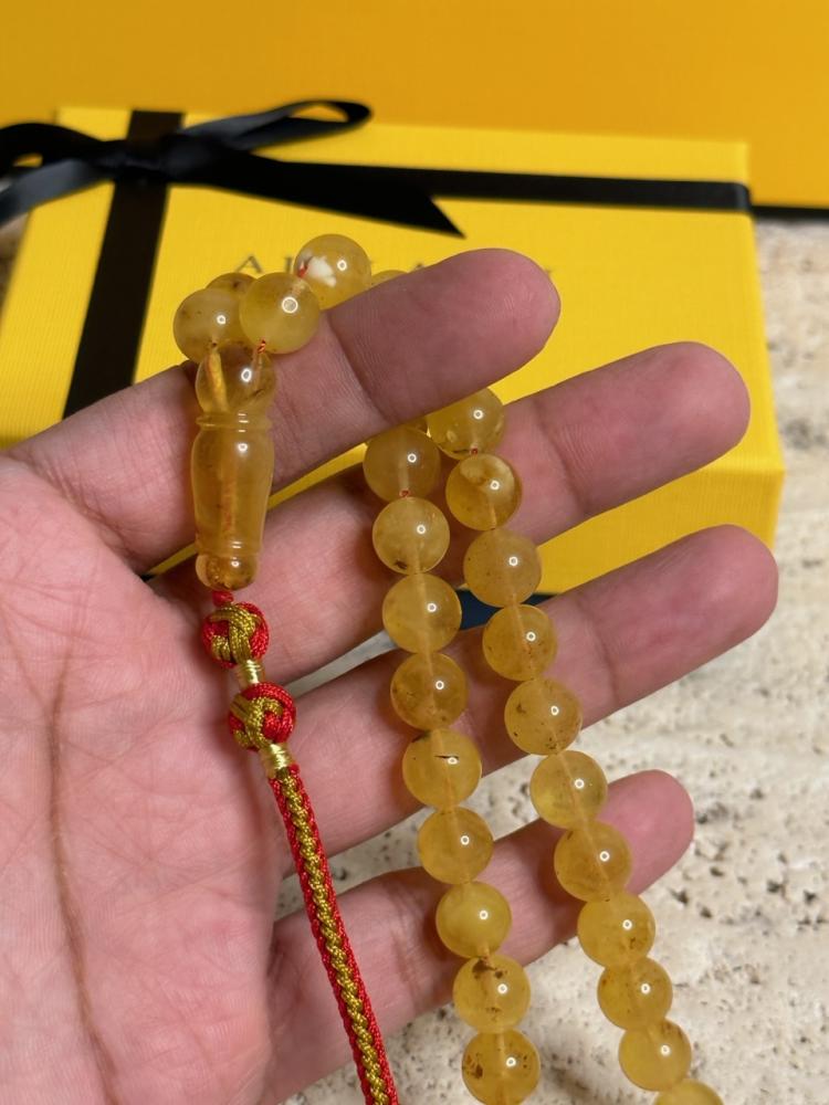 سبحه كهرمان حر شوائب طبيعية