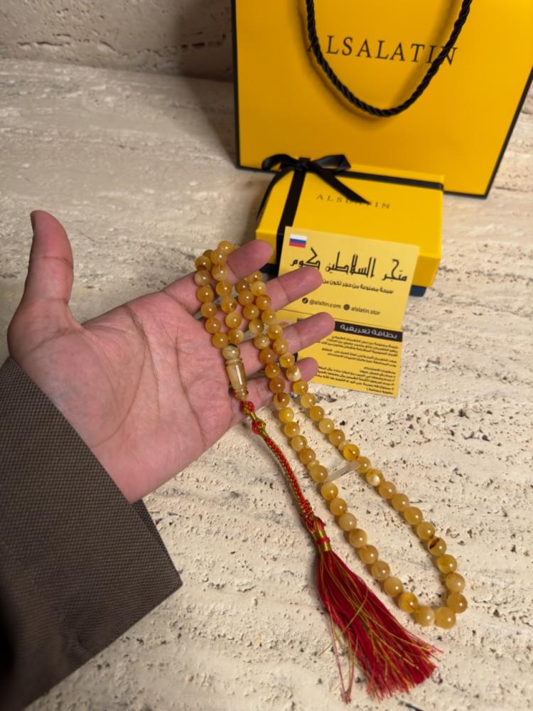 سبحه كهرمان حر شوائب خفيفة طبيعية