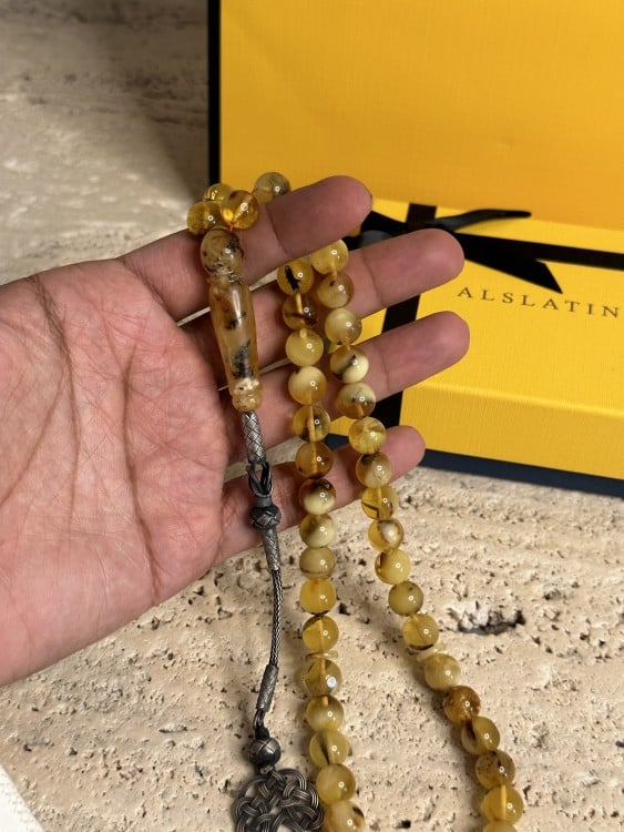 سبحه كهرمان حر شوائب طبيعية