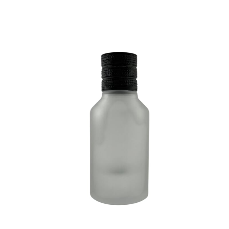 قوارير عطور زجاج ثلجي فارغة سعة 50 مل مع بخاخ كبس وخيار غطاء أسود أو ذ
