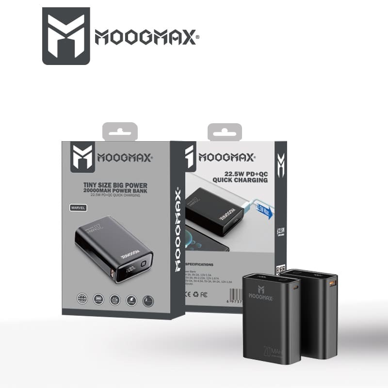 MOOGMAX - Power Bank MARVEL with a capacity of 20000 mAh and a power of 22.5 watts - Black