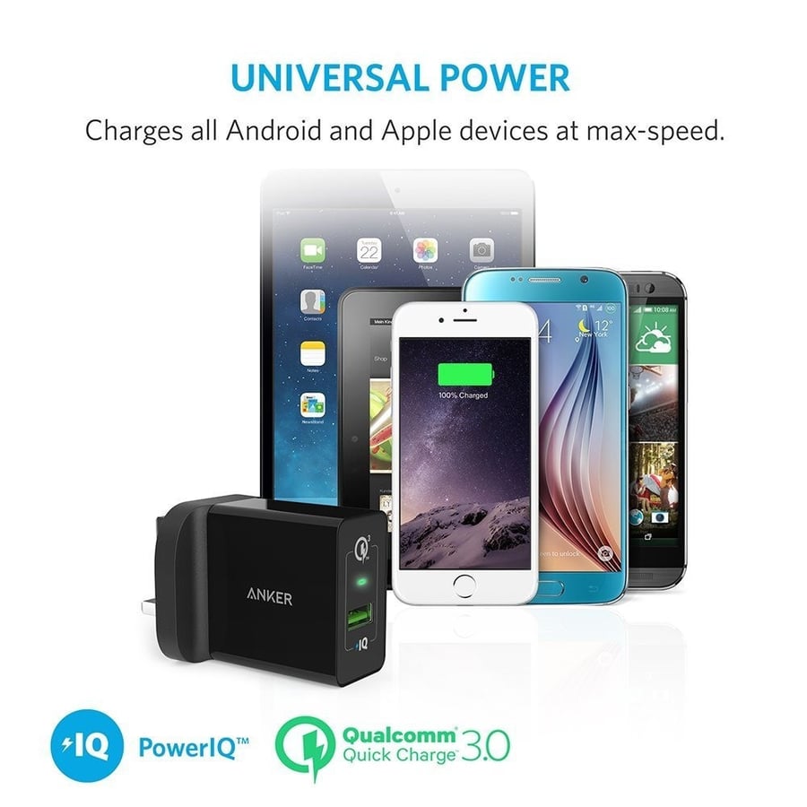 Inkar - PowerPort+ wall charger with 18-watt power and USB port - black